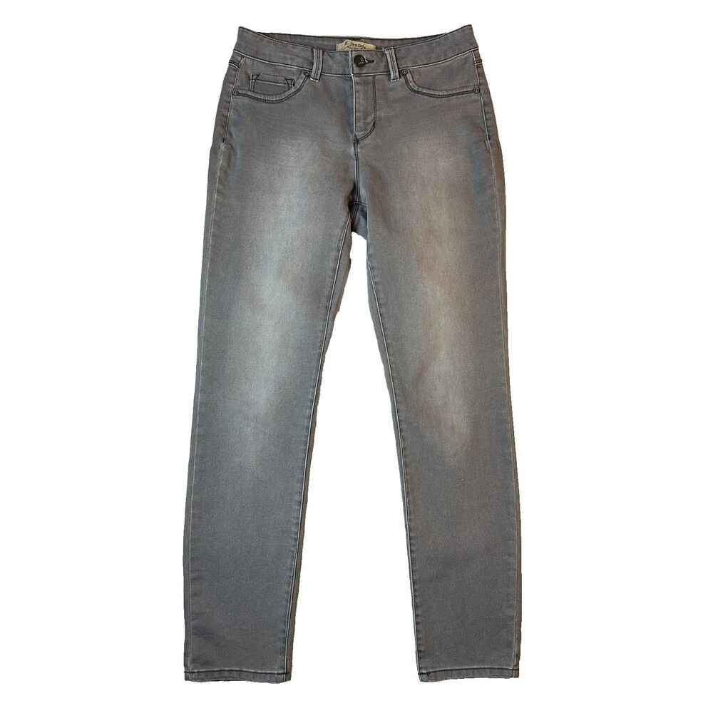 D. Jeans Women's Gray Super Stretch Denim Mid-Rise Slim Straight Jeans  Size 6